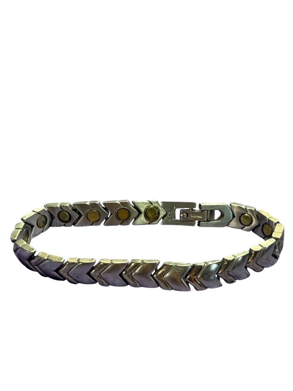 Stainless Steel 316L Silvertone Goldtone Bracelet 6.25 inches Long